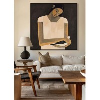 SERENITY B ΠΙΝΑΚΑΣ ΔΙΑΚΟΣΜΗΤΙΚΟΣ ΜΕ ΚΟΡΝΙΖΑ 100x100x4cm ΚΑΜΒΑΣ ΜΠΕΖ ΚΑΦΕ PP