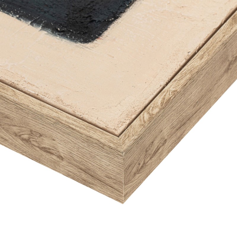 BLACK SEA ΠΙΝΑΚΑΣ ΔΙΑΚΟΣΜΗΤΙΚΟΣ ΜΕ ΚΟΡΝΙΖΑ 80x80x4cm ΚΑΜΒΑΣ BEIGE ΜΑΥΡΟ ΞΥΛΟ ΦΥΣΙΚΟ