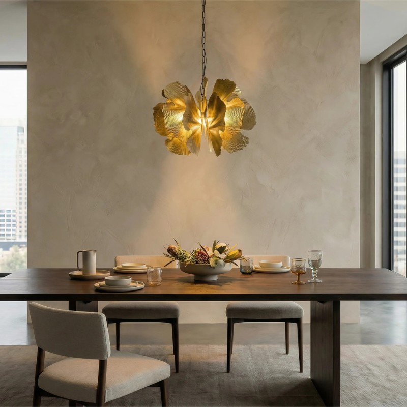 BLOSSOM ΦΩΤΙΣΤΙΚΟ ΚΡΕΜΑΣΤΟ 71x71x50cm ΜΕΤΑΛΛΟ BROWN GOLD