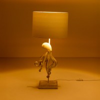 OCTOPUS ΦΩΤΙΣΤΙΚΟ ΕΠΙΤΡΑΠΕΖΙΟ 30x30x66cm POLYRESIN ΛΕΥΚΟ ΥΦΑΣΜΑ ΓΚΡΙ ΛΕΥΚΟ