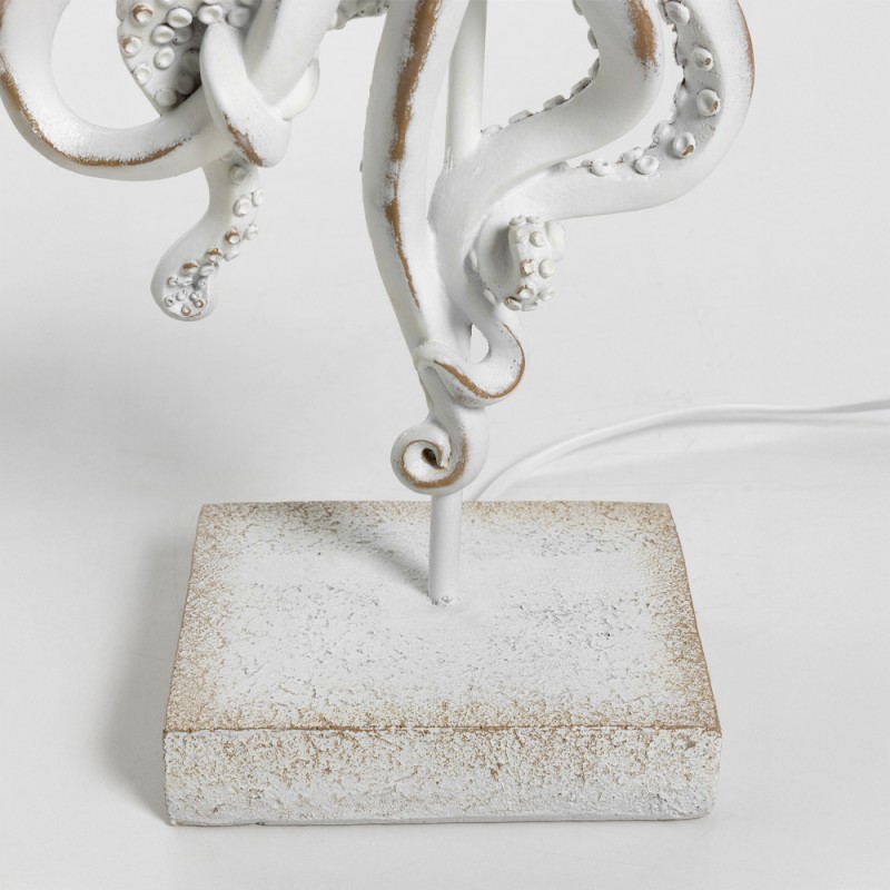 OCTOPUS ΦΩΤΙΣΤΙΚΟ ΕΠΙΤΡΑΠΕΖΙΟ 30x30x66cm POLYRESIN ΛΕΥΚΟ ΥΦΑΣΜΑ ΓΚΡΙ ΛΕΥΚΟ