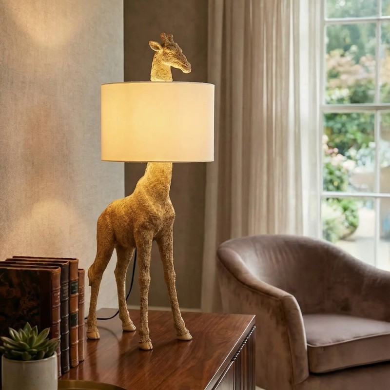 GIRAFFA ΦΩΤΙΣΤΙΚΟ ΕΠΙΤΡΑΠΕΖΙΟ 30x26x68cm POLYRESIN ΦΥΣΙΚΟ ΥΦΑΣΜΑ