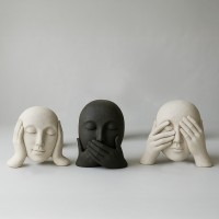 SOUS ΔΙΑΚΟΣΜΗΤΙΚΟ ΠΡΟΣΩΠΟ 15x10x17cm POLYRESIN ΜΑΥΡΟ