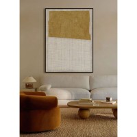 DUE MONDI ΠΙΝΑΚΑΣ ΔΙΑΚΟΣΜΗΤΙΚΟΣ ΜΕ ΚΟΡΝΙΖΑ 90x120x4cm ΚΑΜΒΑΣ ΜΠΕΖ ΜΟΥΣΤΑΡΔΙ ΞΥΛΟ ΜΑΥΡΟ