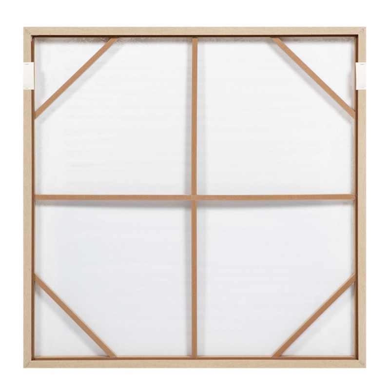 RAYA B ΠΙΝΑΚΑΣ ΔΙΑΚΟΣΜΗΤΙΚΟΣ ΜΕ ΚΟΡΝΙΖΑ 100x100x4cm ΚΑΜΒΑΣ ΜΠΕΖ ΚΑΦΕ ΞΥΛΟ ΦΥΣΙΚΟ
