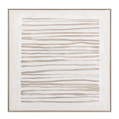 RAYA B ΠΙΝΑΚΑΣ ΔΙΑΚΟΣΜΗΤΙΚΟΣ ΜΕ ΚΟΡΝΙΖΑ 100x100x4cm ΚΑΜΒΑΣ ΜΠΕΖ ΚΑΦΕ ΞΥΛΟ ΦΥΣΙΚΟ
