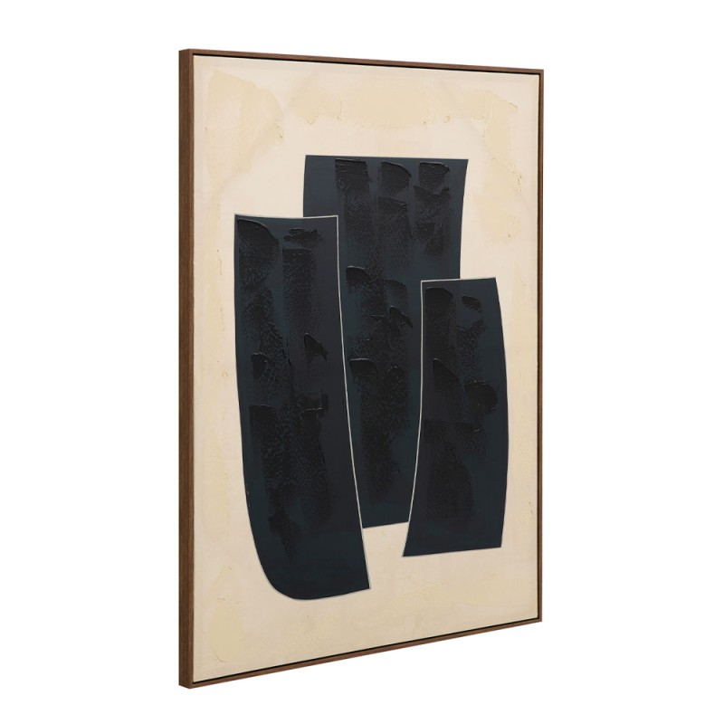 VISUELLE ΠΙΝΑΚΑΣ ΔΙΑΚΟΣΜΗΤΙΚΟΣ ΜΕ ΚΟΡΝΙΖΑ 90x120x4cm ΚΑΜΒΑΣ ΜΠΕΖ ΜΑΥΡΟ ΞΥΛΟ ΦΥΣΙΚΟ
