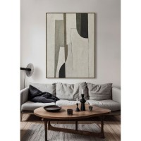 LINEAR ΠΙΝΑΚΑΣ ΔΙΑΚΟΣΜΗΤΙΚΟΣ ΜΕ ΚΟΡΝΙΖΑ 90x120x4cm ΚΑΜΒΑΣ ΜΠΕΖ ΓΚΡΙ ΜΑΥΡΟ ΞΥΛΟ ΦΥΣΙΚΟ