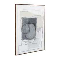 WOMB BEAUTY ΠΙΝΑΚΑΣ ΔΙΑΚΟΣΜΗΤΙΚΟΣ ΜΕ ΚΟΡΝΙΖΑ 90x120x4cm ΚΑΜΒΑΣ ΜΠΛΕ ΣΚΟΥΡΟ ΓΚΡΙ ΜΠΕΖ ΞΥΛΟ ΦΥΣΙΚΟ