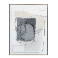 WOMB BEAUTY ΠΙΝΑΚΑΣ ΔΙΑΚΟΣΜΗΤΙΚΟΣ ΜΕ ΚΟΡΝΙΖΑ 90x120x4cm ΚΑΜΒΑΣ ΜΠΛΕ ΣΚΟΥΡΟ ΓΚΡΙ ΜΠΕΖ ΞΥΛΟ ΦΥΣΙΚΟ