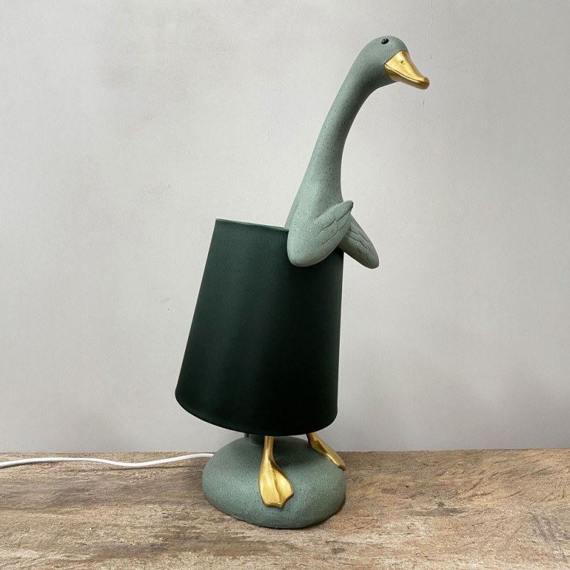 QUACK A ΦΩΤΙΣΤΙΚΟ ΕΠΙΤΡΑΠΕΖΙΟ 37x23x58cm POLYRESIN ΜΕΝΤΑ ΧΡΥΣΟ ΥΦΑΣΜΑ ΠΡΑΣΙΝΟ ΣΚΟΥΡΟ