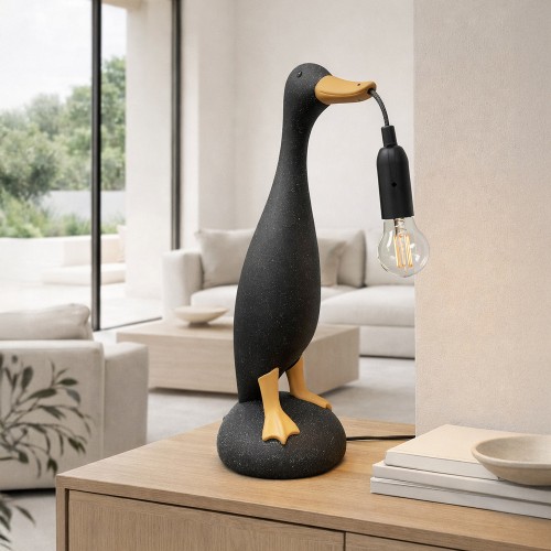 QUACK II ΦΩΤΙΣΤΙΚΟ ΕΠΙΤΡΑΠΕΖΙΟ 17x16x43cm POLYRESIN ΜΑΥΡΟ ΧΡΥΣΟ