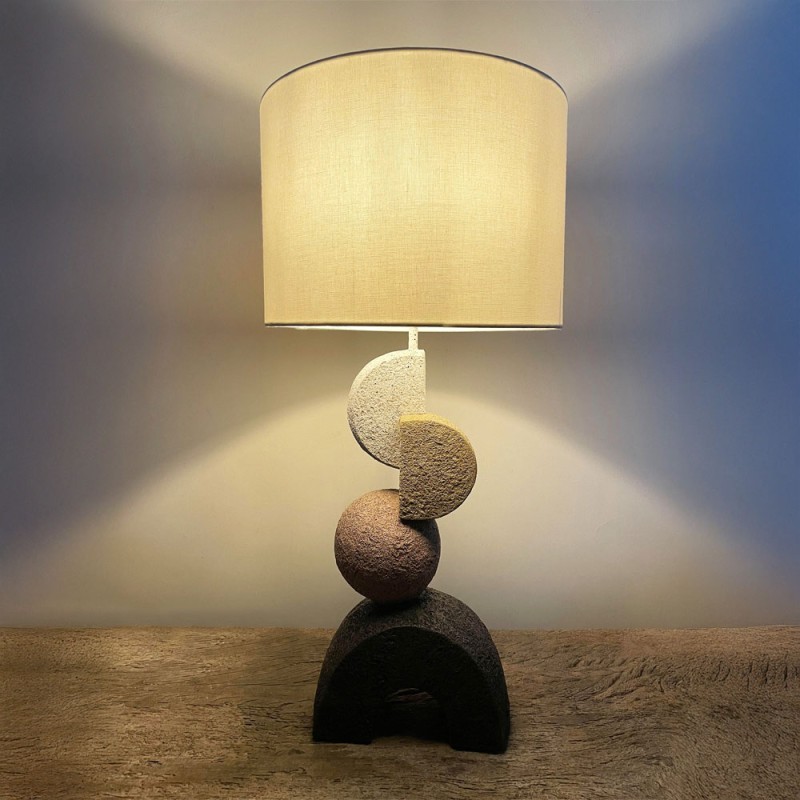 ZENSTONE B ΦΩΤΙΣΤΙΚΟ ΕΠΙΤΡΑΠΕΖΙΟ 31x31x63cm POLYRESIN ΠΟΛΥΧΡΩΜΟ ΥΦΑΣΜΑ ΛΕΥΚΟ