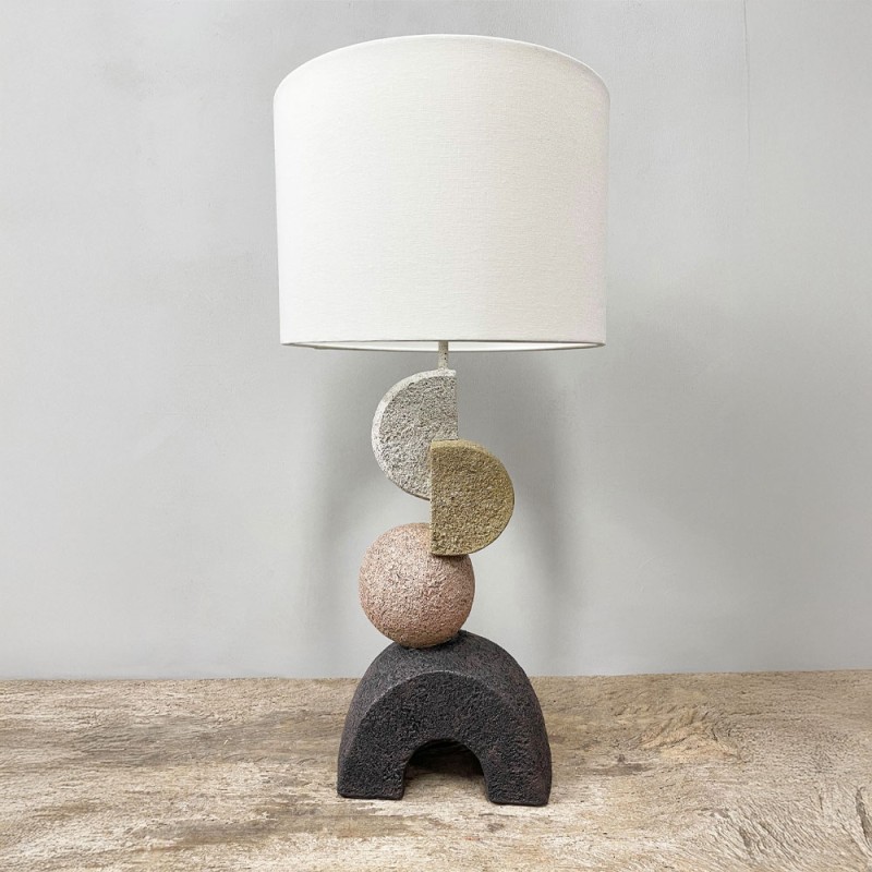 ZENSTONE B ΦΩΤΙΣΤΙΚΟ ΕΠΙΤΡΑΠΕΖΙΟ 31x31x63cm POLYRESIN ΠΟΛΥΧΡΩΜΟ ΥΦΑΣΜΑ ΛΕΥΚΟ