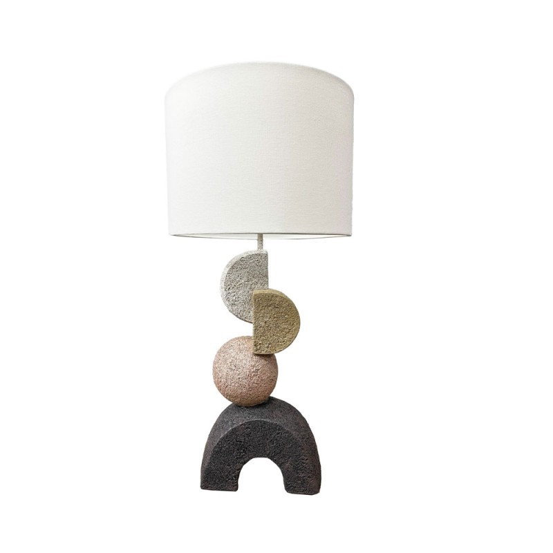 ZENSTONE B ΦΩΤΙΣΤΙΚΟ ΕΠΙΤΡΑΠΕΖΙΟ 31x31x63cm POLYRESIN ΠΟΛΥΧΡΩΜΟ ΥΦΑΣΜΑ ΛΕΥΚΟ