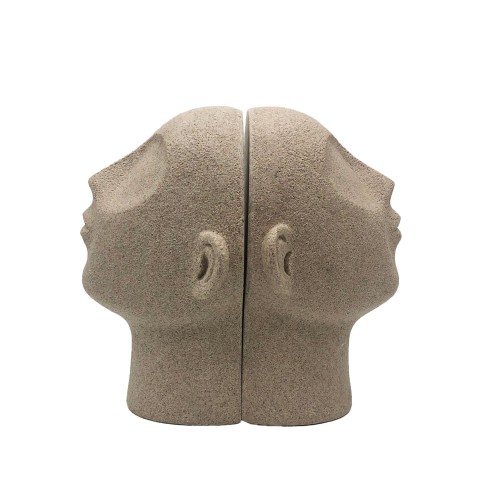 VOLTO LIBRO ΔΙΑΚΟΣΜΗΤΙΚΟ ΠΡΟΣΩΠΟ 25x19x23cm POLYRESIN STONE ΜΠΕΖ