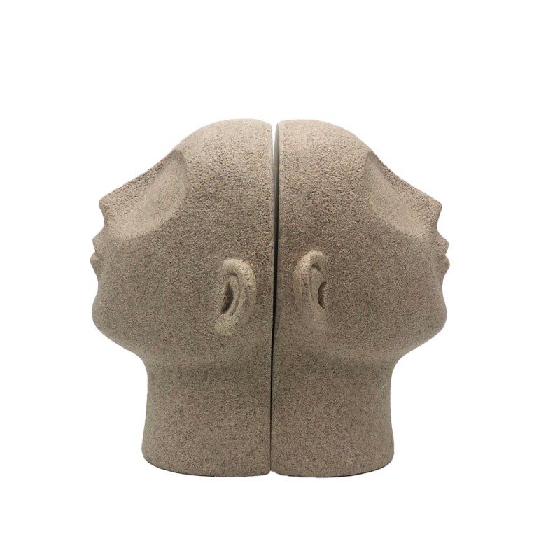 VOLTO LIBRO ΔΙΑΚΟΣΜΗΤΙΚΟ ΠΡΟΣΩΠΟ 25x19x23cm POLYRESIN STONE ΜΠΕΖ