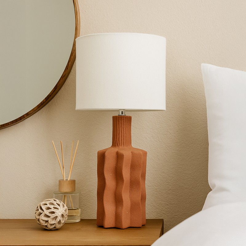 EGLI ΦΩΤΙΣΤΙΚΟ ΕΠΙΤΡΑΠΕΖΙΟ 32x32x56cm ΚΕΡΑΜΙΚΟ TERRACOTTA ΛΙΝΟ ΛΕΥΚΟ