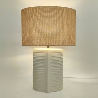 SELENE ΦΩΤΙΣΤΙΚΟ ΕΠΙΤΡΑΠΕΖΙΟ 40x20x59cm ΚΕΡΑΜΙΚΟ ΜΠΕΖ ΛΙΝΟ ΛΕΥΚΟ