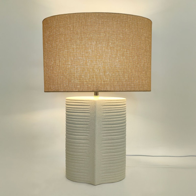 SELENE ΦΩΤΙΣΤΙΚΟ ΕΠΙΤΡΑΠΕΖΙΟ 40x20x59cm ΚΕΡΑΜΙΚΟ ΜΠΕΖ ΛΙΝΟ ΛΕΥΚΟ