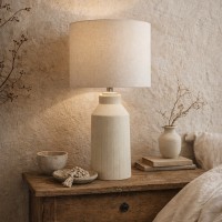 ONIA ΦΩΤΙΣΤΙΚΟ ΕΠΙΤΡΑΠΕΖΙΟ 30x30x53cm ΚΕΡΑΜΙΚΟ ΜΠΕΖ ΛΙΝΟ ΜΠΕΖ