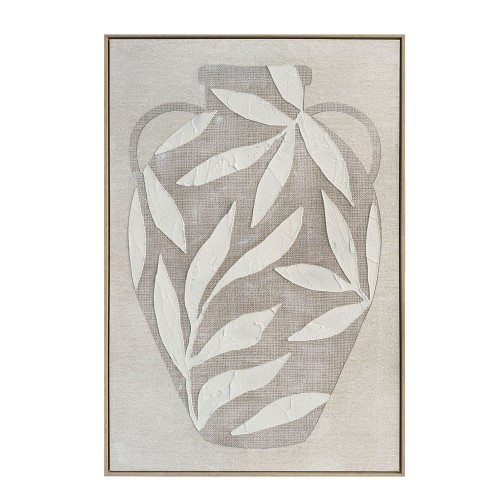 HUSK ΠΙΝΑΚΑΣ ΔΙΑΚΟΣΜΗΤΙΚΟΣ ΜΕ ΚΟΡΝΙΖΑ 80x120x4cm ΚΑΜΒΑΣ ΜΠΕΖ ΛΕΥΚΟ PS