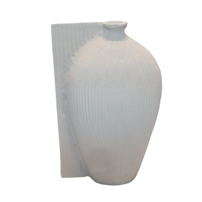 VOLINA ΒΑΖΟ 21x10x32cm ΑΛΟΥΜΙΝΙΟ ΛΕΥΚΟ TEXTURED