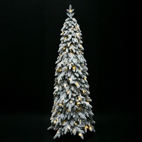 SNOWFALL FIR ΧΡΙΣΤΟΥΓΕΝΝΙΑΤΙΚΟ ΔΕΝΤΡΟ ΧΙΟΝΙΣΜΕΝΟ ΜΕ LED 80x80x210cm PE/PVC ΠΡΑΣΙΝΟ ΛΕΥΚΟ LED/COPPER
