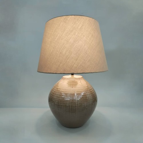 MIO ΦΩΤΙΣΤΙΚΟ ΕΠΙΤΡΑΠΕΖΙΟ 33x33x46cm ΚΕΡΑΜΙΚΟ ΚΑΦΕ ΜΠΕΖ ΥΦΑΣΜΑ ΚΑΦΕ ΜΠΕΖ