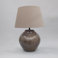 MIO ΦΩΤΙΣΤΙΚΟ ΕΠΙΤΡΑΠΕΖΙΟ 33x33x46cm ΚΕΡΑΜΙΚΟ ΚΑΦΕ ΜΠΕΖ ΥΦΑΣΜΑ ΚΑΦΕ ΜΠΕΖ