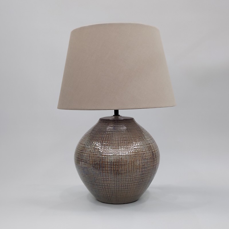 MIO ΦΩΤΙΣΤΙΚΟ ΕΠΙΤΡΑΠΕΖΙΟ 33x33x46cm ΚΕΡΑΜΙΚΟ ΚΑΦΕ ΜΠΕΖ ΥΦΑΣΜΑ ΚΑΦΕ ΜΠΕΖ