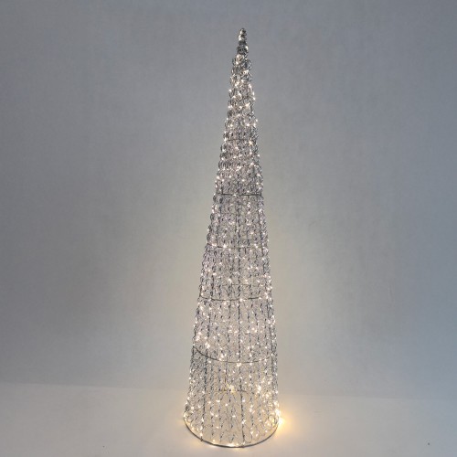 SILVEN XMAS LED ΔΕΝΤΡΟ ΘΕΡΜΟ ΦΩΣ 25x25x100cm ΣΙΔΕΡΟ ΑΣΗΜΙ PET