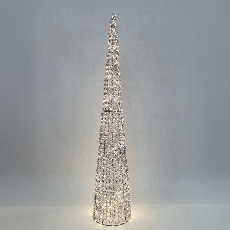 SILVEN XMAS LED ΔΕΝΤΡΟ ΘΕΡΜΟ ΦΩΣ 28x28x150cm ΣΙΔΕΡΟ ΑΣΗΜΙ PET