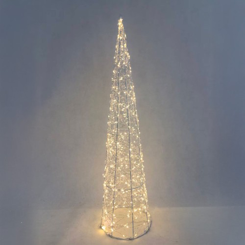 GLIM XMAS ΔΕΝΤΡΟ ΜΕ LED 20x20x80cm ΣΙΔΕΡΟ ΛΕΥΚΟ PET