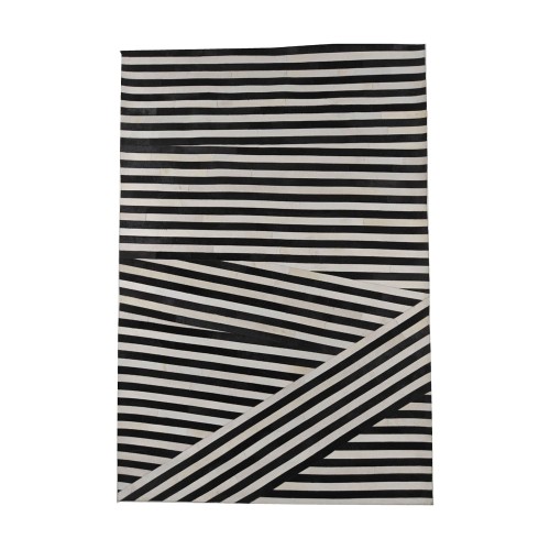 ZEBRA ΧΑΛΙ ΣΑΛΟΝΙΟΥ 200x300cm ΔΕΡΜΑ ΜΑΥΡΟ ΛΕΥΚΟ ΜΑΛΛΙΝΟ