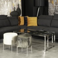 BELLAGIO COFFEE TABLE ΑΣΗΜΙ ΔΙΑΦΑΝΟ 120x60x45cm