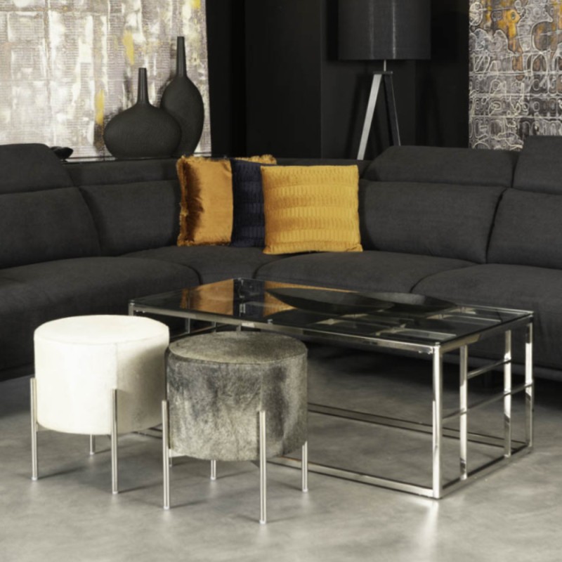 BELLAGIO COFFEE TABLE ΑΣΗΜΙ ΔΙΑΦΑΝΟ 120x60x45cm