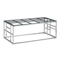 BELLAGIO COFFEE TABLE ΑΣΗΜΙ ΔΙΑΦΑΝΟ 120x60x45cm