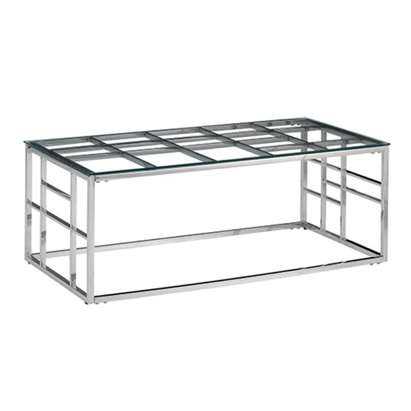 BELLAGIO COFFEE TABLE ΑΣΗΜΙ ΔΙΑΦΑΝΟ 120x60x45cm