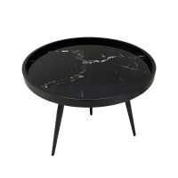 MARM COFFEE TABLE ΜΑΥΡΟ ΜΕ PATTERN ΜΑΥΡΟ 60x60x45cm