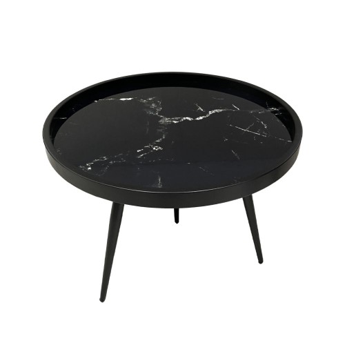 MARM COFFEE TABLE ΜΑΥΡΟ ΜΕ PATTERN ΜΑΥΡΟ 60x60x45cm