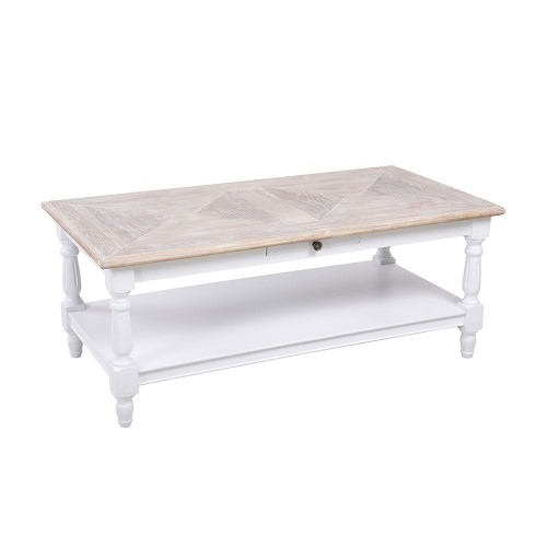 HISTORY COFFEE TABLE ΛΕΥΚΟ ΦΥΣΙΚΟ 125x64x50cm