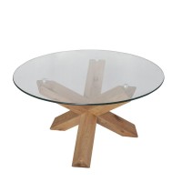 GLASS COFFEE TABLE ΔΙΑΦΑΝΟ OAK 80x80x42cm