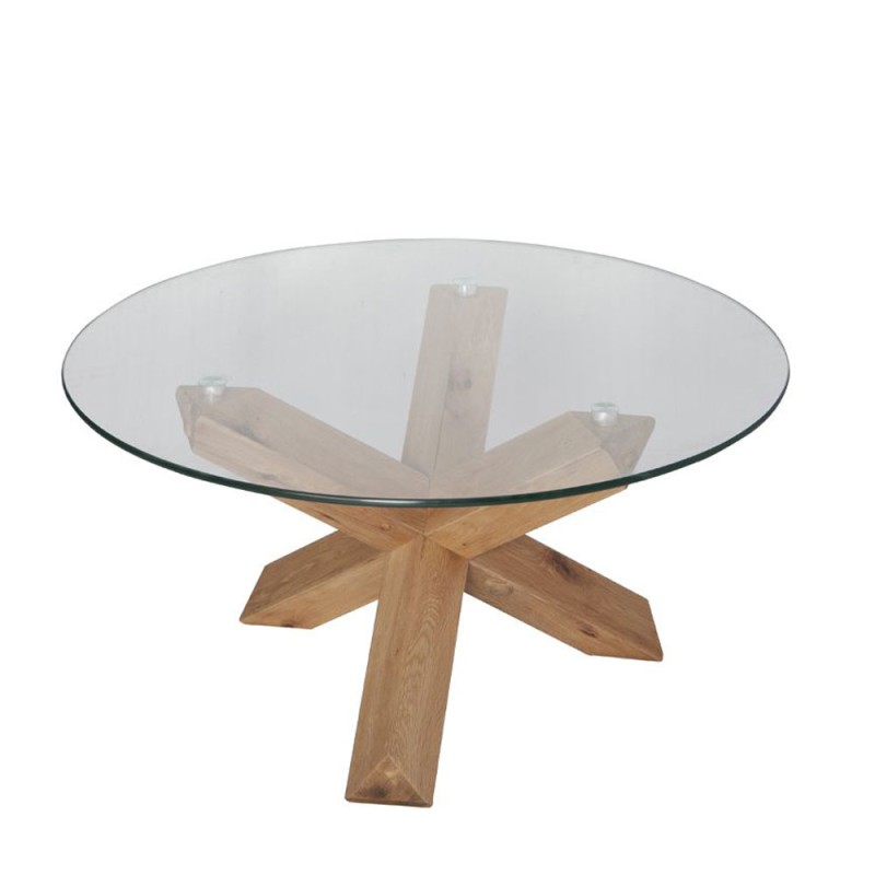 GLASS COFFEE TABLE ΔΙΑΦΑΝΟ OAK 80x80x42cm