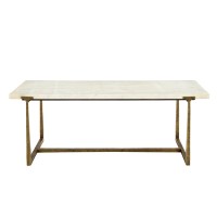BAKARI COFFEE TABLE ΛΕΥΚΟ BRASS ANTIQUE 122x61x44.5cm