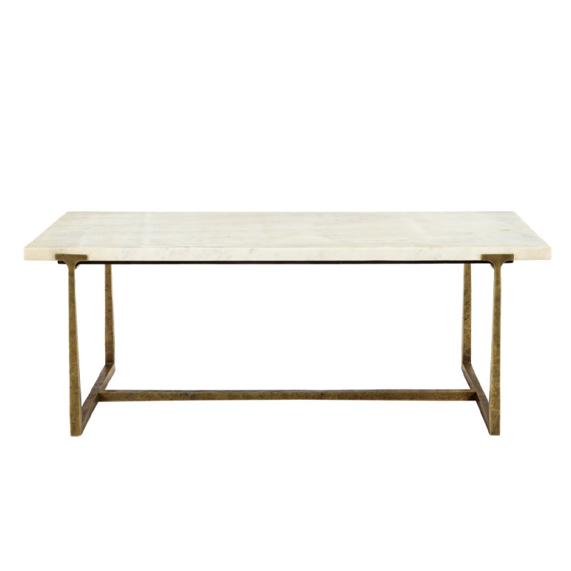 BAKARI COFFEE TABLE ΛΕΥΚΟ BRASS ANTIQUE 122x61x44.5cm