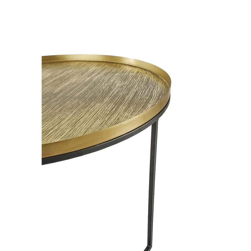 TOTALE COFFEE TABLE SET 2ΤΕΜ BRASS ANTIQUE ΜΑΥΡΟ 76x76x43.5cm