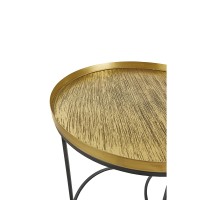 TOTALE SIDE TABLE SET 2ΤΕΜ BRASS ANTIQUE ΜΑΥΡΟ 49x49x56cm