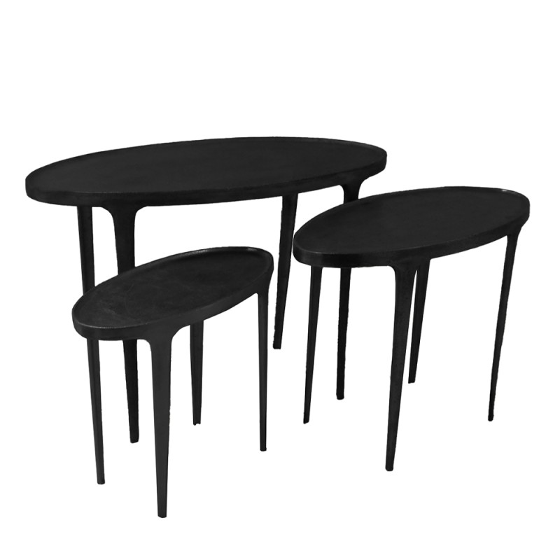 LANDING COFFEE TABLE SET 3ΤΕΜ ΜΑΥΡΟ 89x41x61.5cm