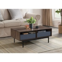 GROOVES COFFEE TABLE 2ΣΥΡΤΑΡΙΑ ΚΑΡΥΔΙ ΓΚΡΙ 110x60x45cm